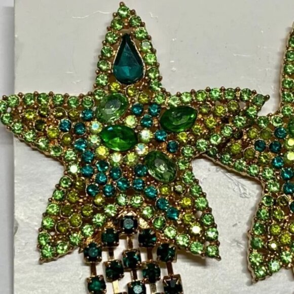 FemmeDeBloom Shooting/Falling Star Burst Multicolor Beaded Fashion Earrings 4" - Picture 2 of 6